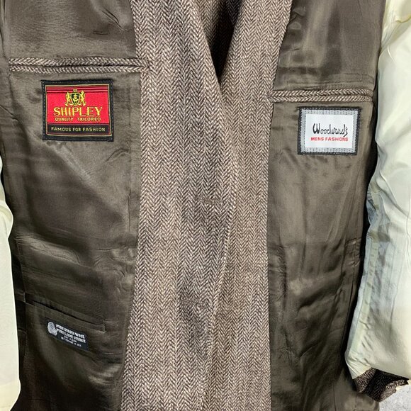Vintage Tweed Blazer Sport Coat 38 Brown Herringbone Wool 90s Old Money Jacket - Picture 9 of 16